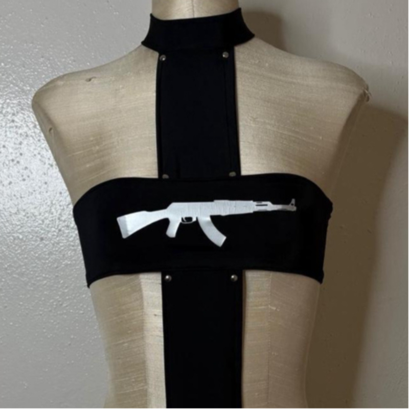 Pipe Bending Spring - Crop top noir gothique Y2K pour
