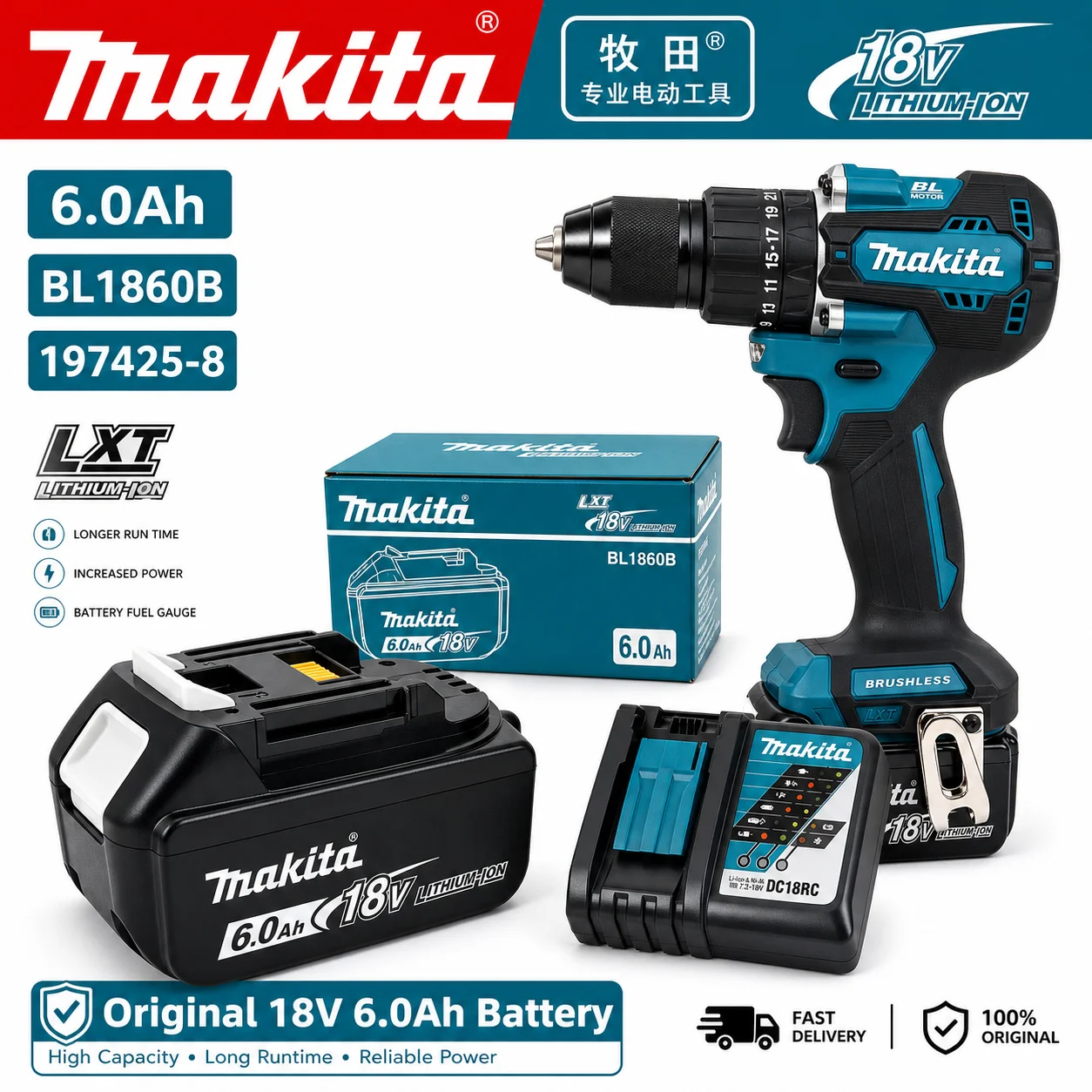 Pour batterie Li-Ion Rechargea - Makita Drill Hp1640 avis et prix